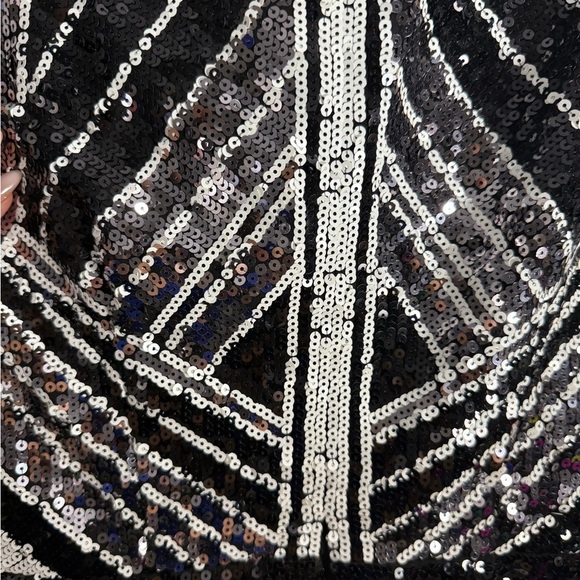 Guess Black and Silver Striped Sequin Mini Dress - Picture 6 of 9